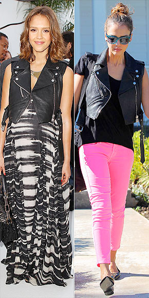 Jessica Alba luôn chọn cho mình những chiếc áo vest ngắn dù khi đang mang bầu hay khi xuống phố. Jessica Alba luôn chọn cho mình những chiếc áo vest ngắn dù khi đang mang bầu hay khi xuống phố.