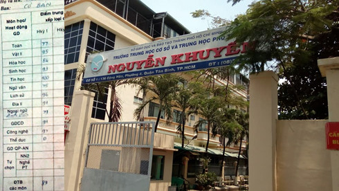 Trường Trung học Cơ sở - Trung học phổ thông Nguyễn Khuyến và bảng điểm của nam học sinh tự tử (ảnh nhỏ). (Ảnh: H.L) Trường Trung học Cơ sở - Trung học phổ thông Nguyễn Khuyến và bảng điểm của nam học sinh tự tử (ảnh nhỏ). (Ảnh: H.L)