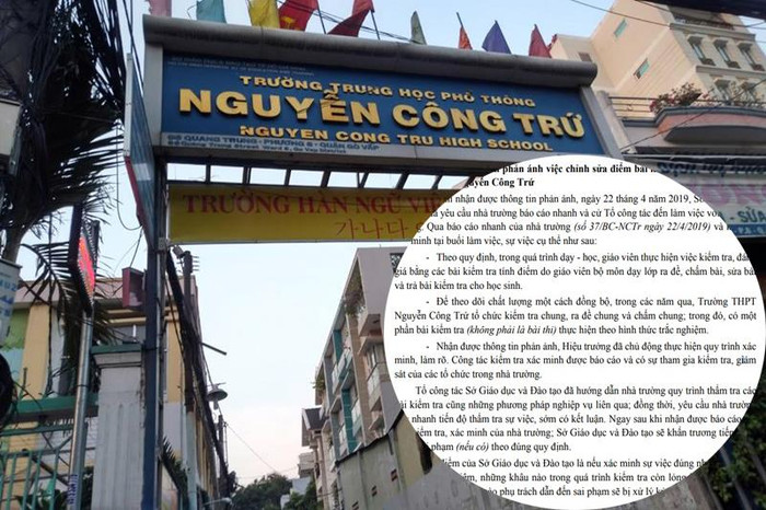 Trường Trung học phổ thông Nguyễn Công Trứ và văn bản trả lời báo chí của Sở Giáo dục và Đào tạo Thành phố Hồ Chí Minh (ảnh nhỏ). (Ảnh: H.L) Trường Trung học phổ thông Nguyễn Công Trứ và văn bản trả lời báo chí của Sở Giáo dục và Đào tạo Thành phố Hồ Chí Minh (ảnh nhỏ). (Ảnh: H.L)