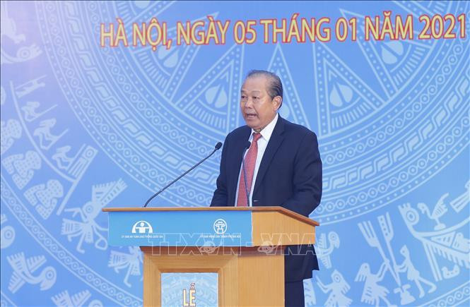 Phó Thủ tướng Thường trực Chính phủ Trương Hoà Bình phát biểu. Ảnh: TTXVN