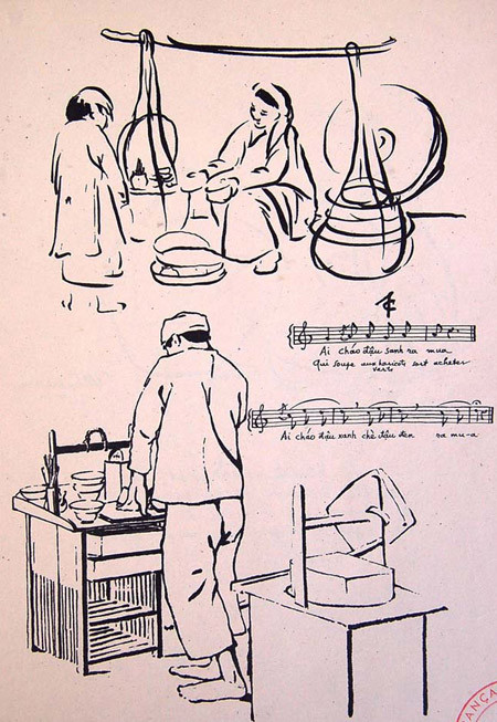 “Ai cháo đậu xanh chè đậu đen ra mua". “Ai cháo đậu xanh chè đậu đen ra mua".