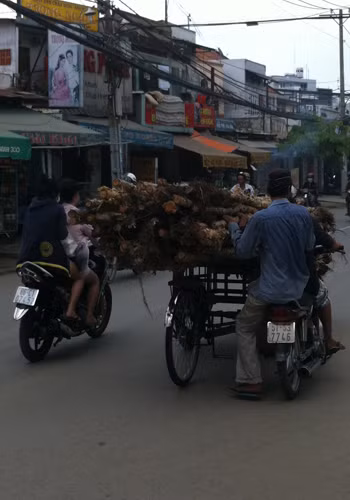 2 người đẩy 1 xe 3 bánh đi bon bon trên đường, lỡ có chướng ngại vật phía trước thì chắc.......chạy tự do! Ảnh: Trần Đức Tuấn. 2 người đẩy 1 xe 3 bánh đi bon bon trên đường, lỡ có chướng ngại vật phía trước thì chắc.......chạy tự do! Ảnh: Trần Đức Tuấn.