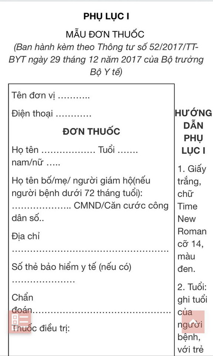 Mẫu đơn thuốc mới áp dụng từ ngày 1/3 Mẫu đơn thuốc mới áp dụng từ ngày 1/3