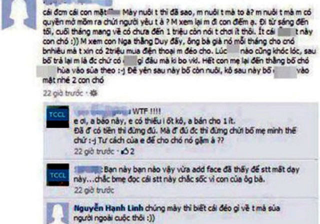 Những lời mạt sát mẹ vì không được mua điện thoại của nick name Nguyễn Hạnh Linh khiến cư dân mạng phẫn nộ Những lời mạt sát mẹ vì không được mua điện thoại của nick name Nguyễn Hạnh Linh khiến cư dân mạng phẫn nộ