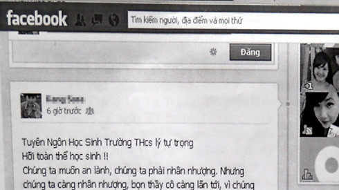 Ảnh chụp từ Facebook của em Vy. Ảnh chụp từ Facebook của em Vy.