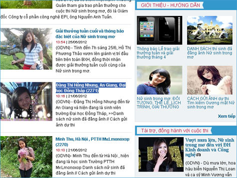 Lần đầu tiên tổ chức, chỉ trong 3 tháng, Tìm kiếm gương mặt Nữ sinh trong mơ đã thu hút 2271 thí sinh gửi ảnh dự thi và được đăng ảnh.