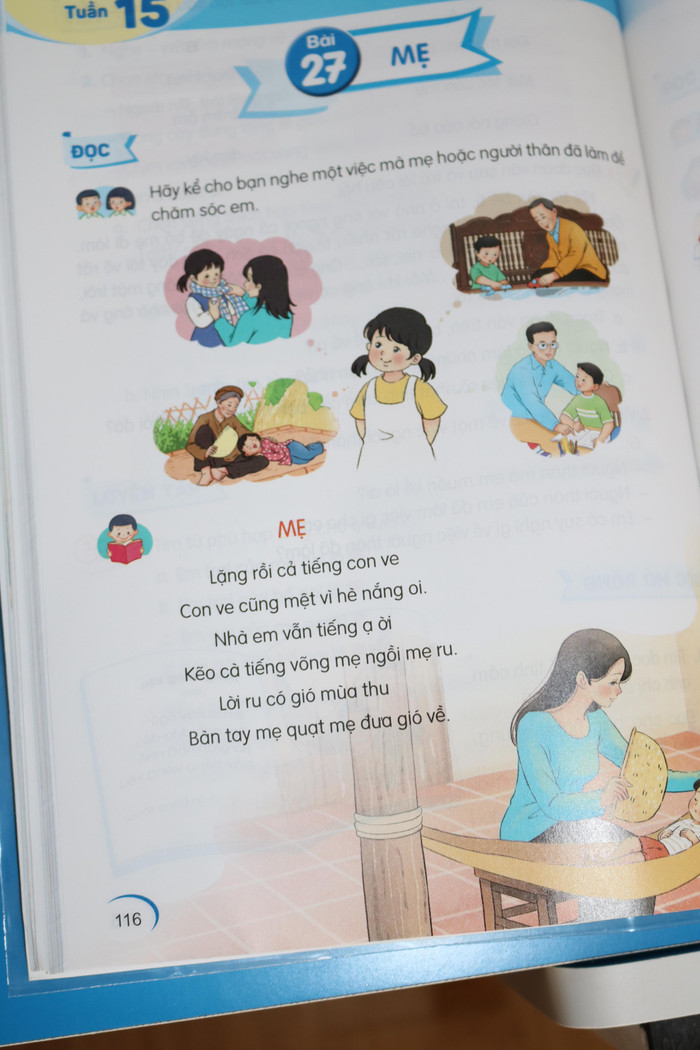 Bài thơ khiến phụ huynh băn khoăn có đúng quy luật thể thơ lục bát. Ảnh: L.A Bài thơ khiến phụ huynh băn khoăn có đúng quy luật thể thơ lục bát. Ảnh: L.A