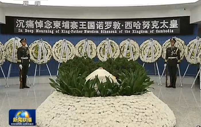 Thi hài cựu Quốc vương Sihanouk tại nhà tang lễ bệnh viện Bắc Kinh