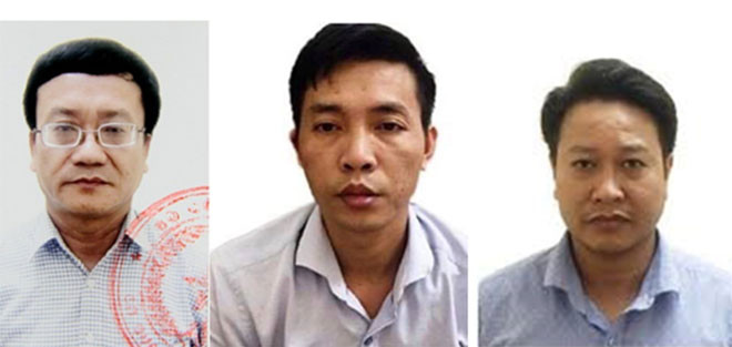 Các bị cáo bao gồm (Từ trái qua): Nguyễn Quang Vinh, Nguyễn Khắc Tuấn và Đỗ Mạnh Tuấn. Ảnh Bộ Công an Các bị cáo bao gồm (Từ trái qua): Nguyễn Quang Vinh, Nguyễn Khắc Tuấn và Đỗ Mạnh Tuấn. Ảnh Bộ Công an