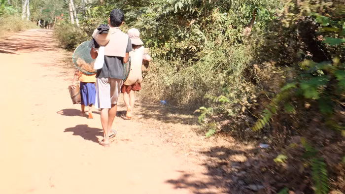 Học trò ở xã Thanh còn vất vả nên nhiều em phải đi rừng, đi suối với cha mẹ thay vì phải đến lớp học. Ảnh: LC