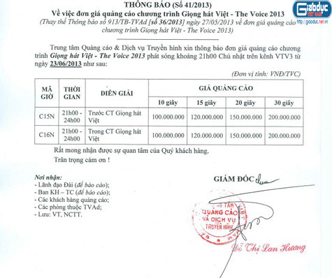 Giá quảng cáo chưa có sự điều chỉnh và đăng công khai trên trang web của TVAd. Giá quảng cáo chưa có sự điều chỉnh và đăng công khai trên trang web của TVAd.