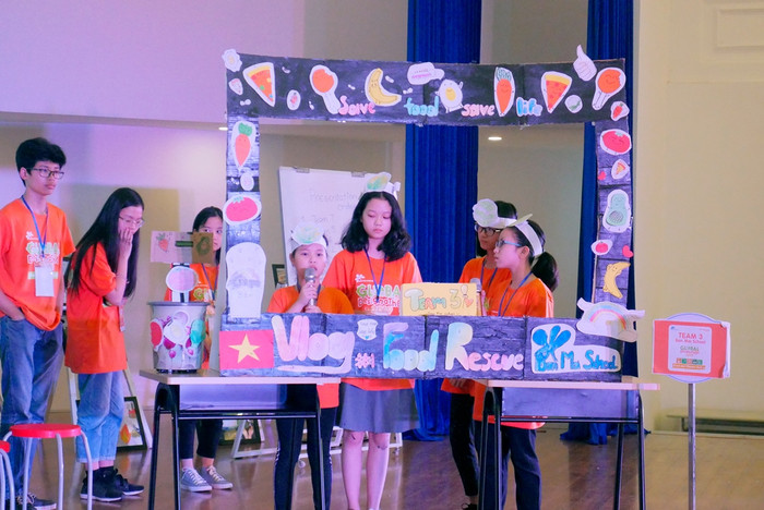 Ý tưởng giải cứu đồ ăn thừa của nhóm đến từ trường Ban Mai đạt giải Nhì. Ảnh: Nhà trường cung cấp Ý tưởng giải cứu đồ ăn thừa của nhóm đến từ trường Ban Mai đạt giải Nhì. Ảnh: Nhà trường cung cấp