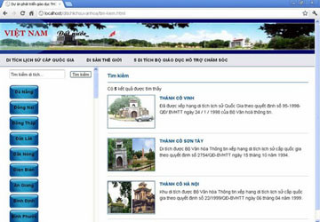 Giao diện phần mềm di tích quốc gia