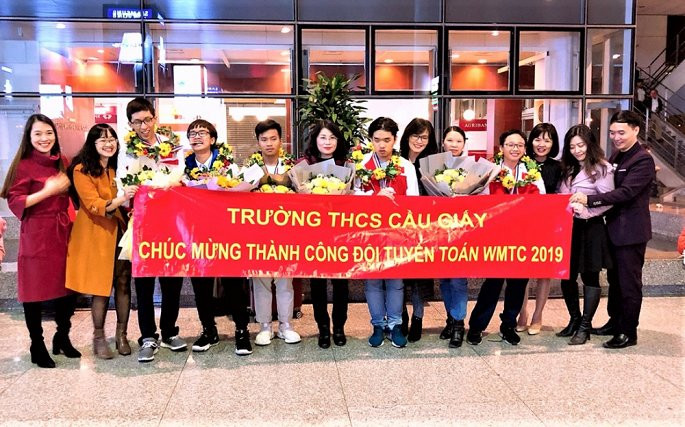 Thành công của đội tuyển Toán trong cuộc thi WMTC 2019 là một niềm vinh dự lớn đối với nhà trường. Ảnh: Trường Trung học Cơ sở Cầu Giấy. Thành công của đội tuyển Toán trong cuộc thi WMTC 2019 là một niềm vinh dự lớn đối với nhà trường. Ảnh: Trường Trung học Cơ sở Cầu Giấy.