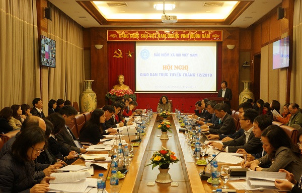 Các đại biểu tại điểm cầu Trung ương. Ảnh: baohiemxahoi.gov.vn Các đại biểu tại điểm cầu Trung ương. Ảnh: baohiemxahoi.gov.vn