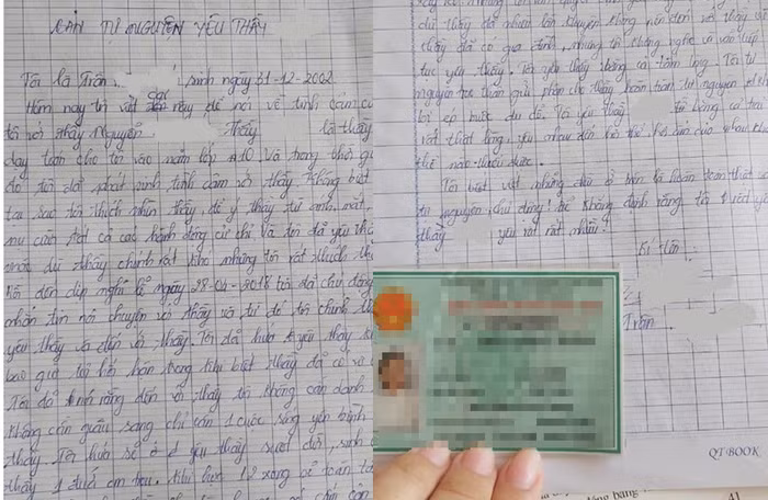 Bản tự nguyện yêu thầy của nữ sinh lan truyền trên mạng. (Ảnh: H.L)