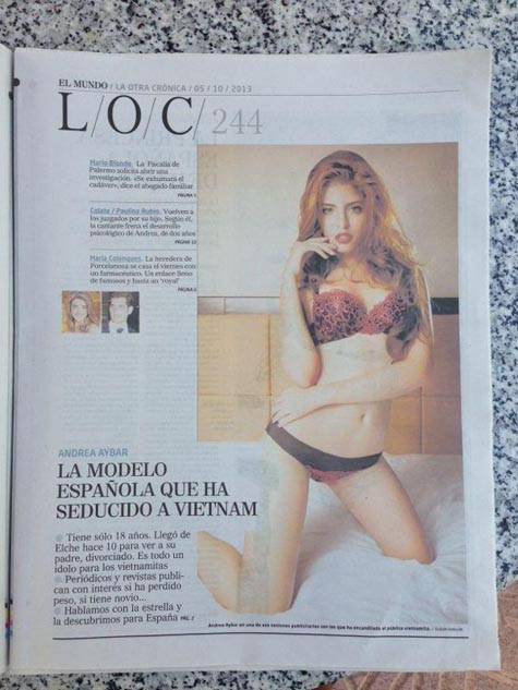 Andrea xuất hiện rất nóng bỏng trên bài báo của Tây Ban Nha