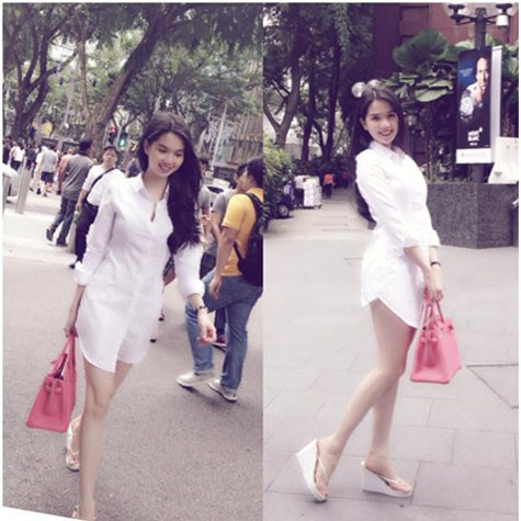 Phong cách mặc "giấu quần" khiến Ngọc Trinh bị nhiều người chỉ trích.