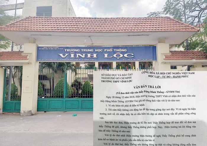 Trường Trung học phổ thông Vĩnh Lộc và văn bản trả lời của Hiệu trưởng (ảnh nhỏ). (Ảnh: H.L) Trường Trung học phổ thông Vĩnh Lộc và văn bản trả lời của Hiệu trưởng (ảnh nhỏ). (Ảnh: H.L)