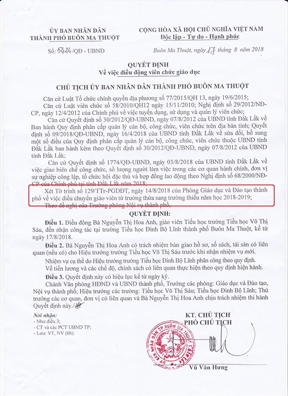 Quyết định số 5426/QĐ-UBND. (Ảnh: H.L)