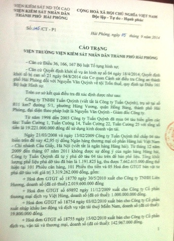 Các cơ quan Tư pháp của TP.Hải Phòng đã chỉ rõ hành vi vi phạm của Giám đốc Công ty Tuấn Quỳnh trong khoản vay Maritime Bank gần 43 tỷ đồng. (Ảnh: Duy Phong) Các cơ quan Tư pháp của TP.Hải Phòng đã chỉ rõ hành vi vi phạm của Giám đốc Công ty Tuấn Quỳnh trong khoản vay Maritime Bank gần 43 tỷ đồng. (Ảnh: Duy Phong)