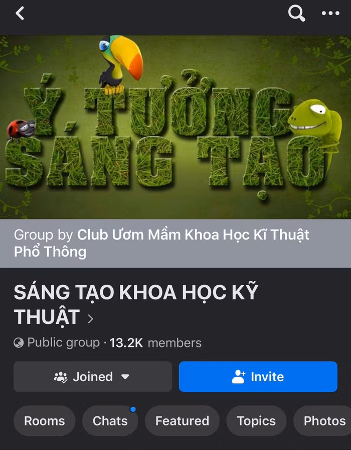 Nhóm công khai trên mạng xã hội về Khoa học kỹ thuật có đến 13,200 thành viên tham gia. Ảnh chụp màn hình.