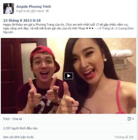 Angela Phương Trinh diện áo hai dây làm clip mừng sinh nhật em gái Angela Phương Trinh diện áo hai dây làm clip mừng sinh nhật em gái
