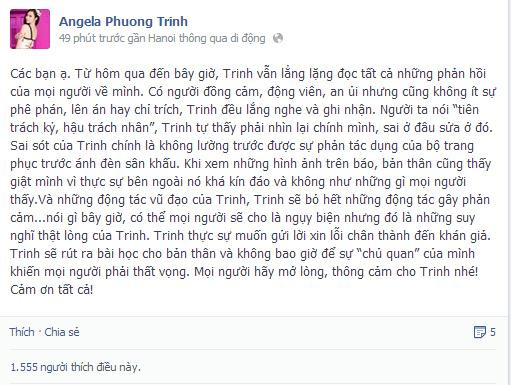 Angela Phương Trinh mong khán giả thông cảm cho cô Angela Phương Trinh mong khán giả thông cảm cho cô