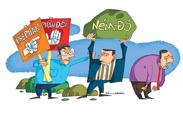 Phê phán, phản đối, mạt sát và tự động "ném đá" đang là cách ứng xử thiếu văn hóa của một bộ phận người Việt. (Ảnh minh họa: Báo Công Lý) Phê phán, phản đối, mạt sát và tự động "ném đá" đang là cách ứng xử thiếu văn hóa của một bộ phận người Việt. (Ảnh minh họa: Báo Công Lý)