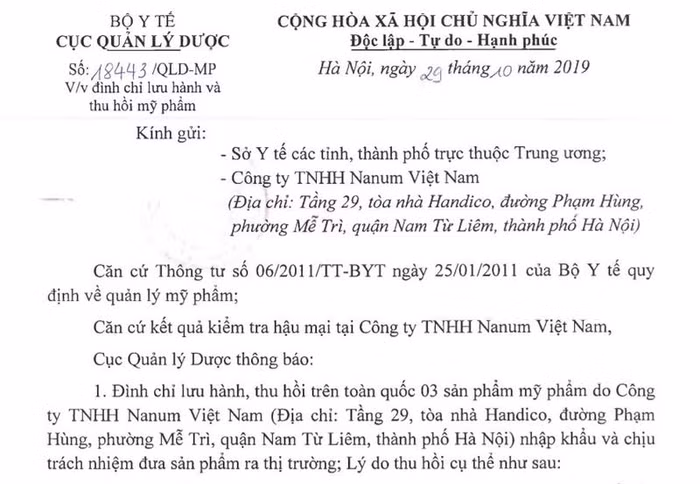 Công văn của Cục Quản lý Dược.