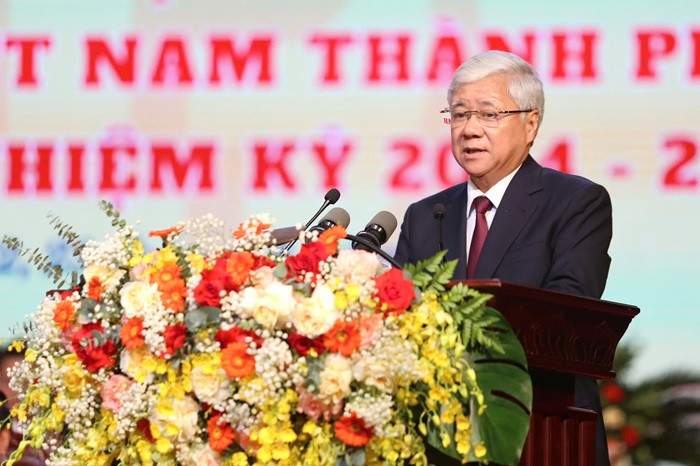 Chủ tịch Ủy ban Trung ương Mặt trận Tổ quốc Việt Nam Đỗ Văn Chiến phát biểu tại Đại hội. Ảnh: hanoi.gov.vn Chủ tịch Ủy ban Trung ương Mặt trận Tổ quốc Việt Nam Đỗ Văn Chiến phát biểu tại Đại hội. Ảnh: hanoi.gov.vn