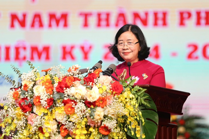Bí thư Thành ủy Hà Nội Bùi Thị Minh Hoài phát biểu tại Đại hội. Ảnh: hanoi.gov.vn Bí thư Thành ủy Hà Nội Bùi Thị Minh Hoài phát biểu tại Đại hội. Ảnh: hanoi.gov.vn