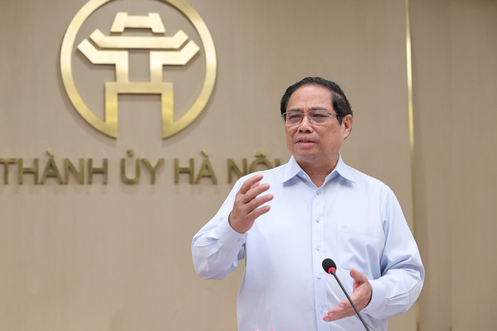 Thủ tướng Chính phủ Phạm Minh Chính phát biểu tại buổi làm việc với Hà Nội. Ảnh: VGP/Nhật Bắc Thủ tướng Chính phủ Phạm Minh Chính phát biểu tại buổi làm việc với Hà Nội. Ảnh: VGP/Nhật Bắc