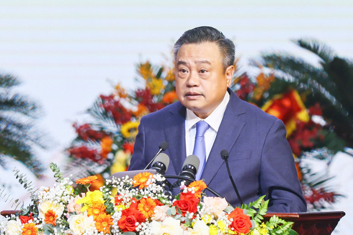 Chủ tịch Ủy ban nhân dân thành phố Hà Nội Trần Sỹ Thanh phát biểu tại Đại hội. Ảnh: hanoi.gov.vn Chủ tịch Ủy ban nhân dân thành phố Hà Nội Trần Sỹ Thanh phát biểu tại Đại hội. Ảnh: hanoi.gov.vn