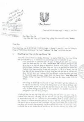 Thông báo từ chối gia hạn hợp đồng của Unilever Việt Nam Thông báo từ chối gia hạn hợp đồng của Unilever Việt Nam