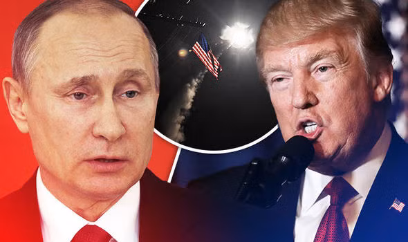 Tổng thống Nga Vladimir Putin và Tổng thống Mỹ Donald Trump, ảnh: Daily Express.