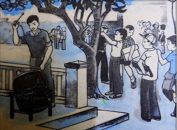 Tranh minh họa bài thơ "Cái trống trường em" của tác giả Thanh Hào. Ảnh: PLO. Tranh minh họa bài thơ "Cái trống trường em" của tác giả Thanh Hào. Ảnh: PLO.