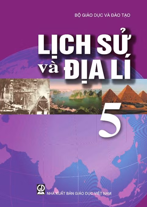 Bìa sách Lịch sử và Địa lý lớp 5. Ảnh: stbhn.edu.vn.