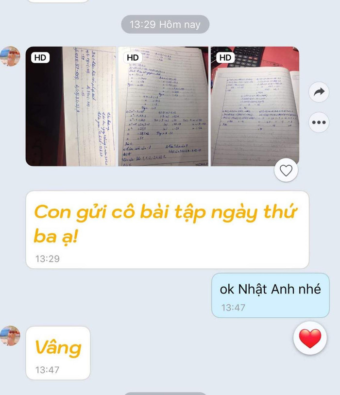 Học sinh nộp bài trực tuyến cho giáo viên. Ảnh: Nhà trường cung cấp Học sinh nộp bài trực tuyến cho giáo viên. Ảnh: Nhà trường cung cấp