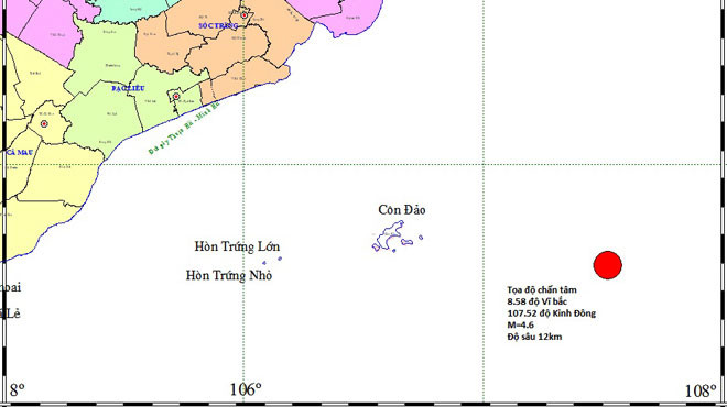 Vị trí động đất.