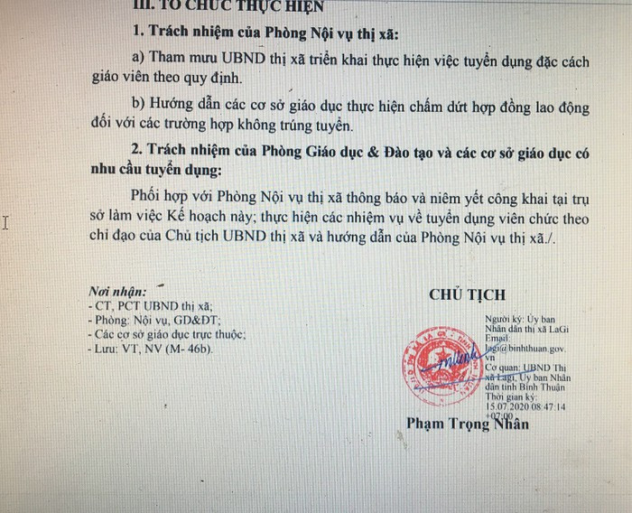 Kế hoạch xét đặc cách giáo viên 3 cấp tại thị xã La Gi, tỉnh Bình Thuận (Ảnh CTV).