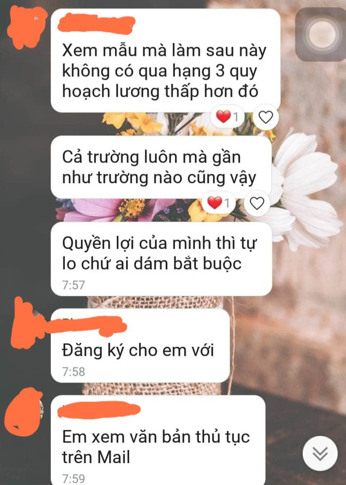 Tin nhắn của một lãnh đạo trường học cho giáo viên (Ảnh tác giả).