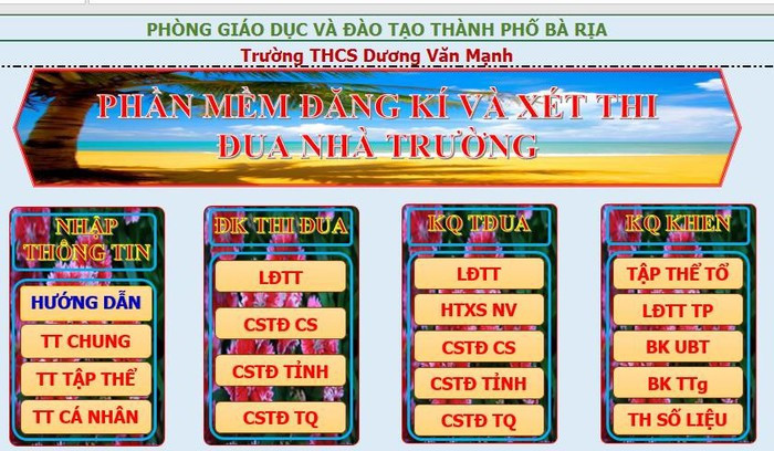 Giao diện Phần mềm đăng ký và xét thi đua nhà trường. (Ảnh chụp màn hình). Giao diện Phần mềm đăng ký và xét thi đua nhà trường. (Ảnh chụp màn hình).