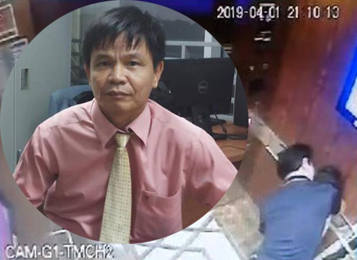 Tiến sĩ Hồ Xuân Mai (ảnh nhỏ) và hành vi "nựng" của ông Nguyễn Hữu Linh (ảnh lớn). (Ảnh: H.L)