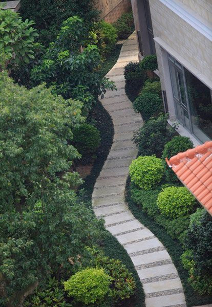 Vườn hoa, đường tản bộ xung quanh biệt thự. Vườn hoa, đường tản bộ xung quanh biệt thự.