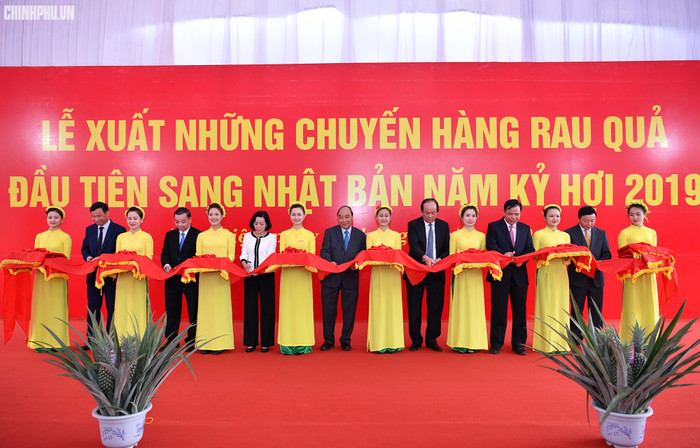 Thủ tướng cắt băng lễ xuất những chuyến hàng rau quả đầu tiên sang Nhật Bản năm Kỷ hợi 2019. Ảnh: VGP Thủ tướng cắt băng lễ xuất những chuyến hàng rau quả đầu tiên sang Nhật Bản năm Kỷ hợi 2019. Ảnh: VGP
