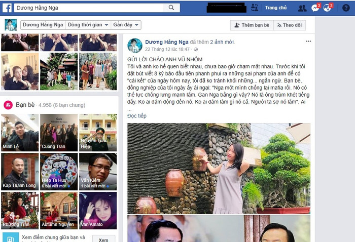 Dòng trạng thái mà bà Dương Hằng Nga cho rằng mình chiến thắng Vũ "nhôm" (Ảnh chụp màn hình trang facebook). Dòng trạng thái mà bà Dương Hằng Nga cho rằng mình chiến thắng Vũ "nhôm" (Ảnh chụp màn hình trang facebook).