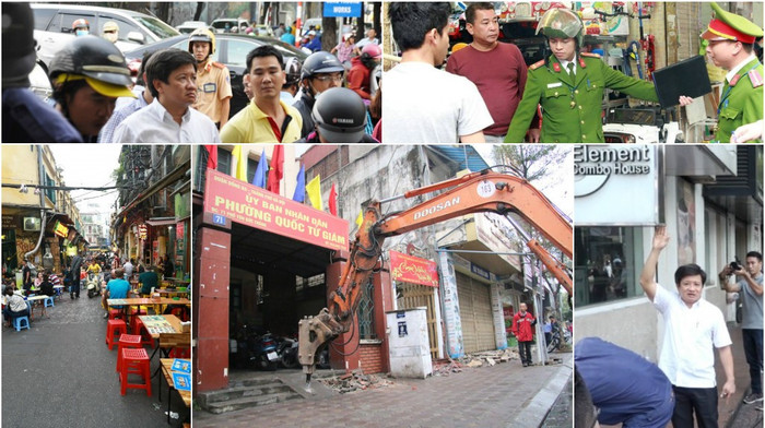 Quyết tâm của các cơ quian chức nưng trong việc giành lại vỉa hè trong năm 2017 (Ảnh: Lại Cường) Quyết tâm của các cơ quian chức nưng trong việc giành lại vỉa hè trong năm 2017 (Ảnh: Lại Cường)