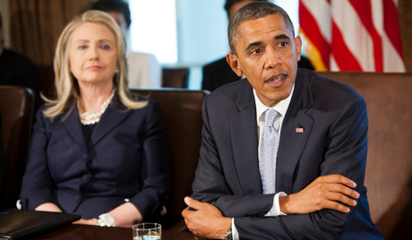 Ngoại trưởng sắp từ nhiệm Hillary Clinton và Tổng thống Obama tham gia buổi giao lưu