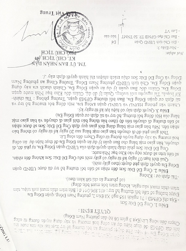 Quyết định Phê duyệt phương án của UBND quận Đống Đa.